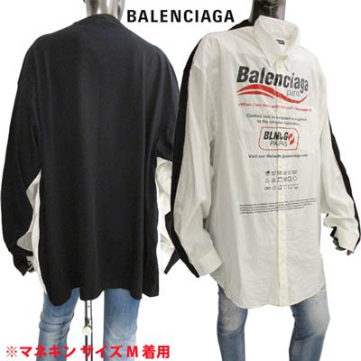 バレンシアガ BALENCIAGA メンズ トップス ロンT 長袖 シャツ ドッキングデザイン・キャンペーンロゴ・マルチプリントロングTシャツ  663058 TKM05 9000