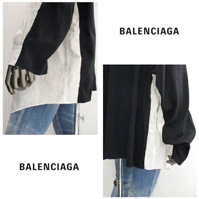 バレンシアガ BALENCIAGA メンズ トップス ロンT 長袖 シャツ ドッキングデザイン・キャンペーンロゴ・マルチプリントロングTシャツ  663058 TKM05 9000