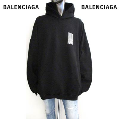 バレンシアガ BALENCIAGA メンズ トップス パーカー フーディー フロント/バックBALENCIAGAバーコードロゴ付オーバーサイズパーカー  651799 TKVE6 1070