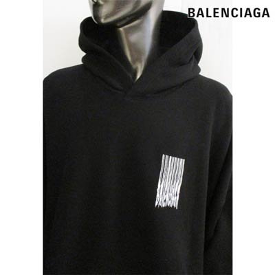 バレンシアガ BALENCIAGA メンズ トップス パーカー フーディー フロント/バックBALENCIAGAバーコードロゴ付オーバーサイズパーカー  651799 TKVE6 1070