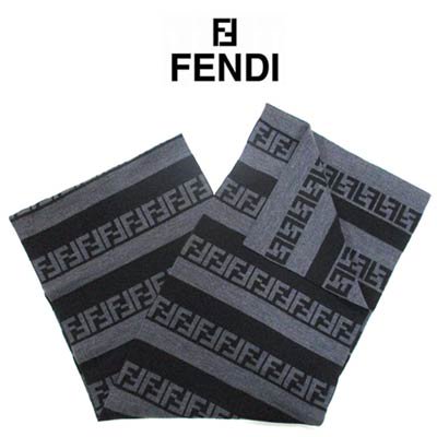 フェンディ FENDI メンズ 小物 スカーフ マフラー ユニセックス可 FFロゴライン入りウール100%マフラー FXS124 AH84 F13C0  (R52800）
