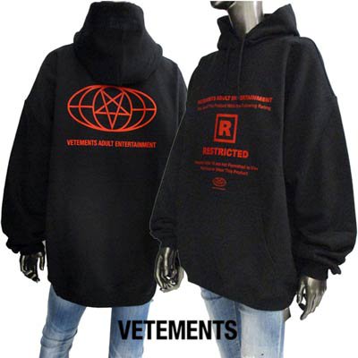 ヴェトモン(VETEMENTS) メンズ トップス パーカー フーディー フードロゴ刺繍・プリント・オーバーサイズパーカー UA52TR720B