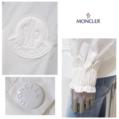 モンクレール MONCLER レディース アウター ジャケット ALBIREO  袖口フリル・シューレース留め具ロゴ/アームロゴワッペン・ハイネックショート丈ナイロンジャケット