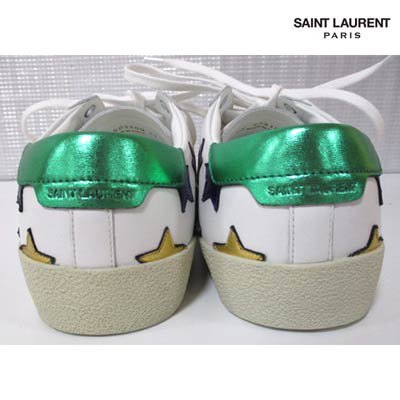 サンローランパリ SAINT LAURENT PARIS メンズ 靴 スニーカー ロゴ  マルチカラースターロゴワッペン・ソール部分・かかと部分ロゴ刻印付ローカットスニーカー ホワイト