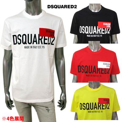 ディースクエアード DSQUARED2 メンズ トップス Tシャツ 半袖 ロゴ 4color  DEAN&DAN/DSQUARED2ロゴプリント付Tシャツ 白/黒/赤/黄色
