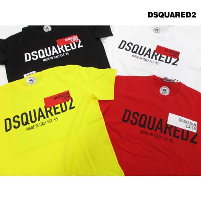 ディースクエアード DSQUARED2 メンズ トップス Tシャツ 半袖 ロゴ 4color  DEAN&DAN/DSQUARED2ロゴプリント付Tシャツ 白/黒/赤/黄色