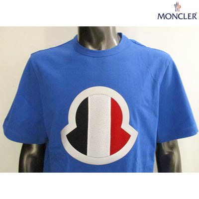 モンクレール(MONCLER), メンズ トップス Tシャツ 半袖 ロゴ 2color トリコロールカラーMONCLERメッシュロゴ付Tシャツ  白/青, 8C7B440 - ハイドロゲン、モンクレール、アルマーニなどの海外インポートブランド豊富なガッツオンラインショップ