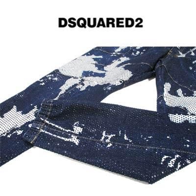 (598）DSQUARED2 ディースクエアード デニム パンツ 総柄 文字 ディースクエアード スケーター ジーンズ I LOVE 刺繍