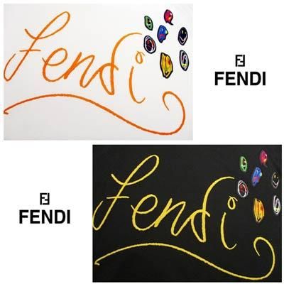 FENDI フェンディ カラーテープロゴシャツ 刺繍 ブラック 中古・古着通販】FENDI (フェンディ) バグズロゴカットソー