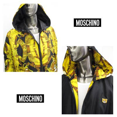 モスキーノ( MOSCHINO), メンズ アウター ジャケット ロゴ リバーシブル着用可・ グレカ柄モチーフ・総柄  ロゴプリント・刺繍ワッペン付リバーシブルジャケット ZJ0634 - ガッツ オンラインショップ