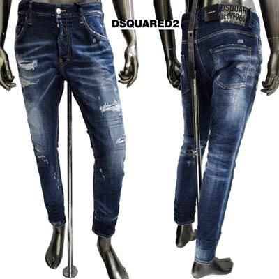 ディースクエアード(DSQUARED2) メンズ パンツ ボトムス デニムパンツ ロゴ SKATER JEAN クラッシュ加工・ロゴパッチ付 クラッシュデニム インディゴ S74LB0959 - ガッツ オンラインショップ