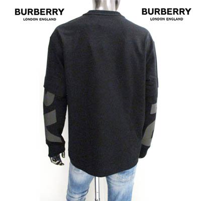 バーバリー BURBERRY メンズ トップス ロンT 長袖 ロゴ  カットソードッキングデザイン・スリーブ部分BURBERRYロゴプリント付ロングスリーブTシャツ ブラック 8045540 126414 A1189