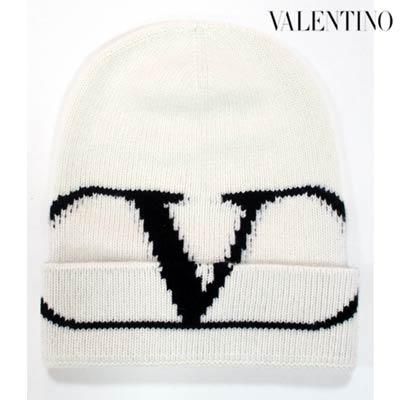 ヴァレンティノ VALENTINO メンズ 小物 帽子 ニットキャップ ロゴ ユニ 