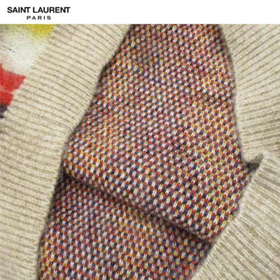 サンローランパリ SAINT LAURENT PARIS メンズ トップス ニット セーター ロゴ モヘア/カシミヤ混・総柄マルチカラークルーネック ニット マルチカラー 665871 Y75CX 1356