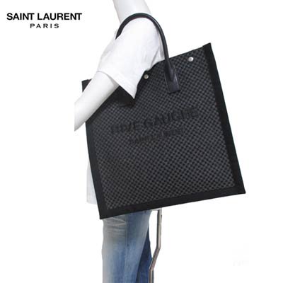 サンローランパリ SAINT LAURENT PARIS メンズ 鞄 バッグ ロゴ ユニセックス可 持ち手部分レザー・フェルト素材・SAINT  LAURENT RIVE GAUCHEロゴ付きトートバッグ グレー 632539 2303E 1174