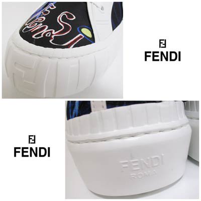 フェンディ FENDI メンズ 靴 スニーカー ロゴ グラフィティアートプリント・タン部分/ソール部分FENDIロゴ刻印付ミドルカットスニーカー  ブラック