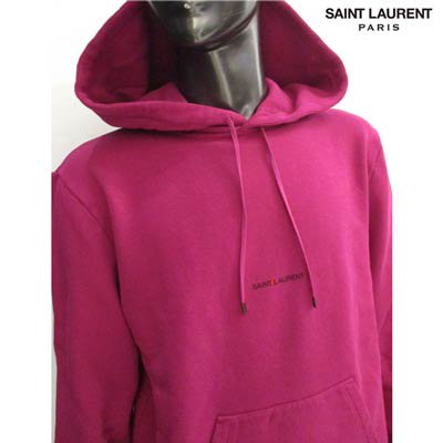 サンローランパリ SAINT LAURENT PARIS メンズ トップス パーカー フーディー ロゴフロントスモールロゴプリント・ネオンピンクカラー・ 裏起毛パーカー ネオンピンク 666166 YBQZ2 6841