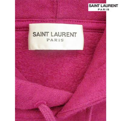 サンローランパリ SAINT LAURENT PARIS メンズ トップス パーカー フーディー ロゴフロントスモールロゴプリント・ネオンピンク カラー・裏起毛パーカー ネオンピンク 666166 YBQZ2 6841