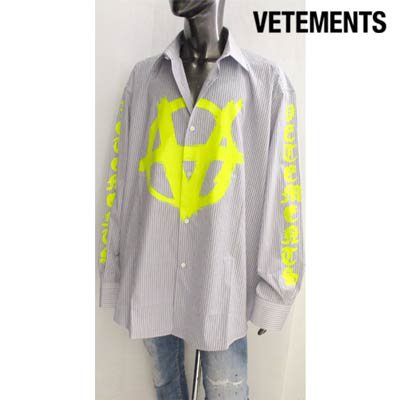 ヴェトモン VETEMENTS メンズ トップス シャツ 長袖 ロゴ ・ストライプ ...