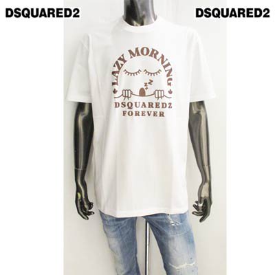 ディースクエアード DSQUARED2 メンズ トップス Tシャツ 半袖 ロゴ カットソー LAZYMORNINGプリント・ロゴTシャツ