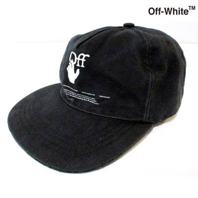 オフホワイト OFF-WHITE メンズ 小物 帽子 キャップ ロゴ ユニセックス可 ダメージ/ダーティー加工・フロントハンドロゴ刺繍付きキャップ  ブラック OMLB022R 21FAB003 1001