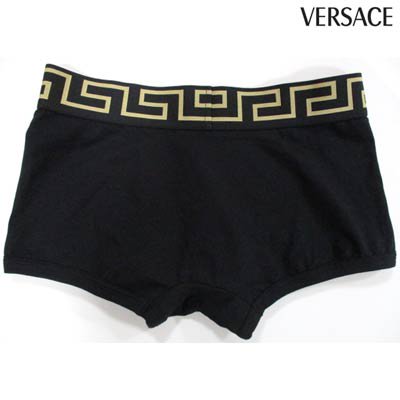 ヴェルサーチ VERSACE メンズ 下着 アンダーウェア ボクサーパンツ ロゴ ウエストゴム部分グレカ柄/メデューサロゴ付ボクサーパンツ ブラック  AU10326 A232741 A80G