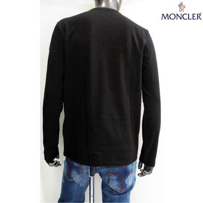 モンクレール MONCLER メンズ トップス ロンT 長袖 ロゴ アームロゴ・フロントメッシュ加工/MONCLERロゴプリント付きロングTシャツ  ブラック 8D71810 8390T 999