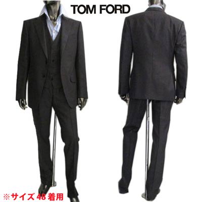 トムフォード TOM FORD メンズ セットアップ スーツ アウター ジャケット パンツ 3ピース・ストライプ柄セットアップスーツ グレー  31YA4C G 916R79