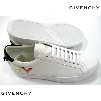 ジバンシー GIVENCHY メンズ 靴 スニーカー ロゴ かかと部分マルチカラーGIVENCHYロゴ刺繍付きローカットスニーカー 白 BH004J  H0T3 116