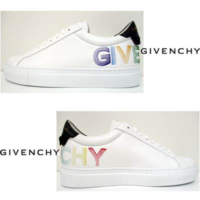 ジバンシー GIVENCHY メンズ 靴 スニーカー ロゴ かかと部分マルチカラーGIVENCHYロゴ刺繍付きローカットスニーカー 白 BH004J  H0T3 116