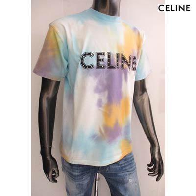 セリーヌ CELINE メンズ トップス Tシャツ 半袖 ロゴ タイダイカラー