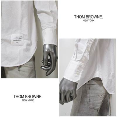 トムブラウン THOM BROWNE メンズ トップス シャツ 長袖 ロゴ アーム/バックネック部分トリコロールラインオックスフォードシャツ