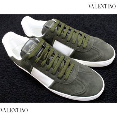 ヴァレンティノ VALENTINO メンズ 靴 スニーカー ロゴ ホワイトライン・ソールスタッズ付きローカットスニーカー グリーン バレンチノ  バレンティノ QY2S0A08 LAR 0GZ