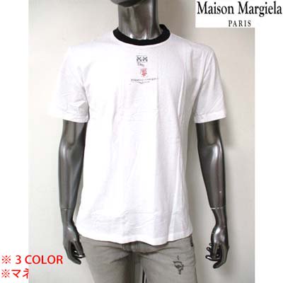 メゾン マルタン マルジェラ MAISON MARGIELA メンズ トップス Tシャツ 半袖 3color(襟部分赤/青/黒) MAISON  MARGIELAロゴ入り半袖Tシャツ ホワイト S50GC0645 A23909 962