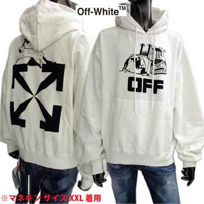 オフホワイト OFF-WHITE メンズ トップス パーカー フーディー ロゴ フロントショベルカープリント・ロゴプリント付きパーカー