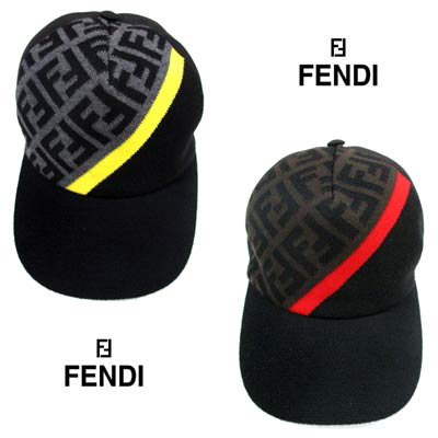 フェンディ FENDI メンズ 帽子 キャップ ロゴ 2color ロゴ部分ニット地