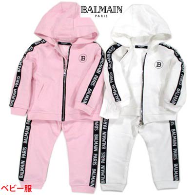 バルマン BALMAIN メンズ キッズ ベビー服 トップス パンツ セットアップ上下組 2color 男児/女児着用可  ロゴライン/Bロゴプリント付セットアップジャージ 6M4800 ME110 100/506