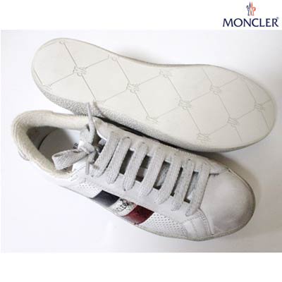 モンクレール MONCLER レディース 靴 スニーカー ロゴ ダーティー(汚れ)加工・ソールロゴ・トリコロールラインロゴ付スニーカー
