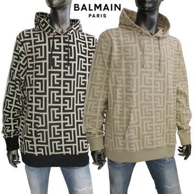 バルマン BALMAIN メンズ トップス パーカー フーディ ロゴ 総柄