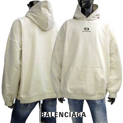 バレンシアガ BALENCIAGA メンズ トップス パーカー フーディ ロゴ Unity フロントBALENCIAGAロゴ入りパーカー ホワイト