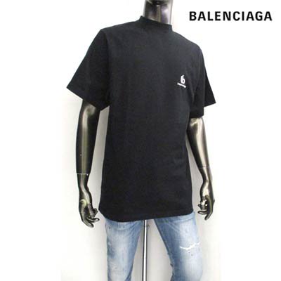 バレンシアガ BALENCIAGA メンズ トップス Tシャツ 半袖 ロゴ フロントBALENCIAGA刺繍ロゴ入りTシャツ ブラック