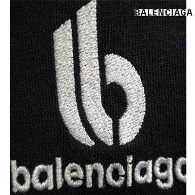 バレンシアガ BALENCIAGA メンズ トップス Tシャツ 半袖 ロゴ フロントBALENCIAGA刺繍ロゴ入りTシャツ ブラック