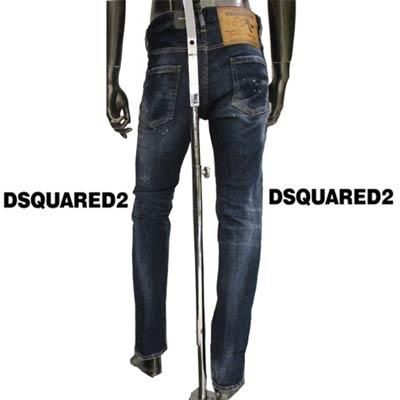 ディースクエアード DSQUARED2 メンズ パンツ ボトムス デニム ロゴ ペンキ・クラッシュ加工 ボタンロゴ刻印・ラバーロゴパッチ付デニム