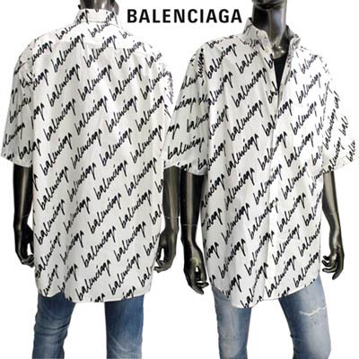 バレンシアガ BALENCIAGA メンズ トップス シャツ 半袖 ロゴ ボタン