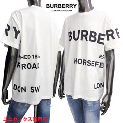 バーバリー BURBERRY メンズ トップス Tシャツ 半袖 ロゴ ユニセックス可 ※同デザイン色違いもあります  フロント/バックフロントBURBERRYラバーロゴ付Tシャツ ホワイト