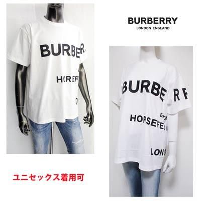 バーバリー BURBERRY メンズ トップス Tシャツ 半袖 ロゴ ユニセックス可 ※同デザイン色違いもあります  フロント/バックフロントBURBERRYラバーロゴ付Tシャツ ホワイト