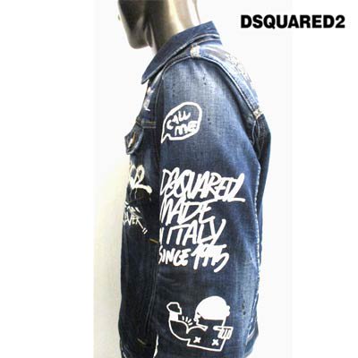 ディースクエアード DSQUARED2 メンズ アウター ジャケット デニム ロゴ DAN JEAN JACKET マルチグラフィティー /ロゴプリント・ボタンロゴ刻印入りデニムジャケット ブルー