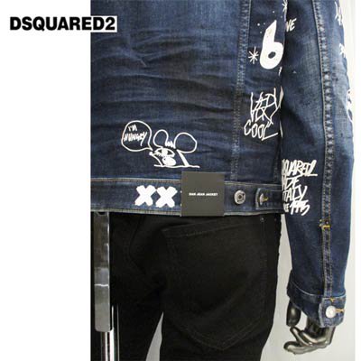 ディースクエアード DSQUARED2 メンズ アウター ジャケット デニム ロゴ DAN JEAN JACKET マルチグラフィティー /ロゴプリント・ボタンロゴ刻印入りデニムジャケット ブルー