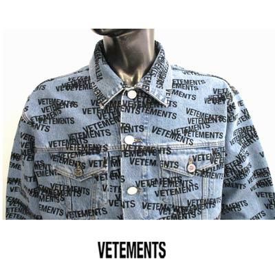 VETEMENTS ヴェトモン ロゴ デニムシャツ　デニムジャケット ヴェトモン ロゴ刺繍 デニムシャツジャケット