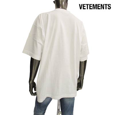 ヴェトモン VETEMENTS メンズ トップス Tシャツ 半袖 ロゴ HAUTE COUTURE フロントVETEMENTSロゴ・バックロゴ刺繍付 T シャツ 白